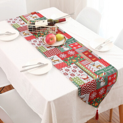 

Tailored Creative Christmas Cotton Linen Tablecloth Table Flag Desktop Decoration