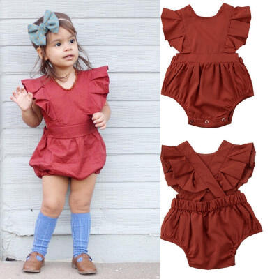 

New Toddler Baby Kid Girl Sleeveless Ruffle Romper Jumpsuit Bodysuit Clothes Set