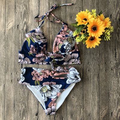 

Roseonmyhand Women Sexy Push-Up Padded Bra Beach Halter Printed Bikini Set Swimsuit Swimwear