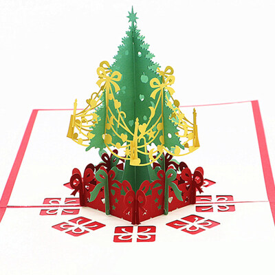 

Christmas Tree Invitation Greeting 3D Card Laser Cut Postcard New Year Gift
