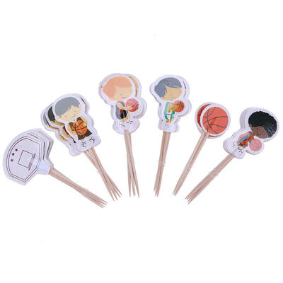

24pcsLot Basketball Shaped Cake Toothpick Toppers Birthday Cake Decor