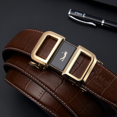 

Golf GOLF Mens Belt Crocodile Top Layer Leather Belt Mens Automatic Buckle Belt Gift Box P9BV34990J Brown Brown