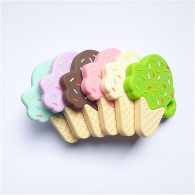 

Christmas Gift Bpa Free Food Grade Baby Chewing Teething Pendant Ice Cream Shape Silicone Teether