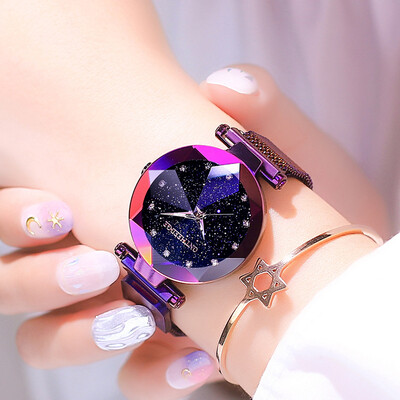 

Fashion Women Starry Sky Watches Luxury Diamond Clock Magnet Mesh Waterproof Female Wristwatch relogio feminino zegarek damski