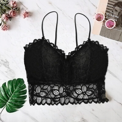 

〖Follure〗Women Vest Crop Lace Wire Free Bra Lingerie Sexy V-Neck Underwear Camisole -XL
