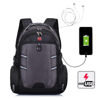 

Multifunction Laptop Bag Laptop Backpack External USB Charge Schoolbag Travel Bags Blue