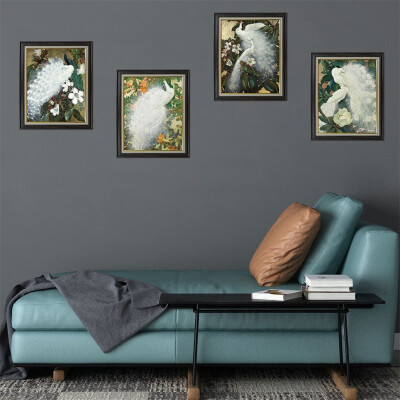 

〖Follure〗Imitation 3d False Photo Frame 4 Couplet Painting Peacock Creative Wall Stickers