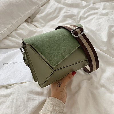 

Summer ins leisure small bag foreign style wide shoulder strap stitching small square bag 2019 new womens bag shoulder Messenger