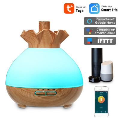 

Smart Wifi Wireless LED Night Lamp 400ml Humidifier Essential Oil Aromatherapy Mist Diffuser Phone App Control Voice Control Compa