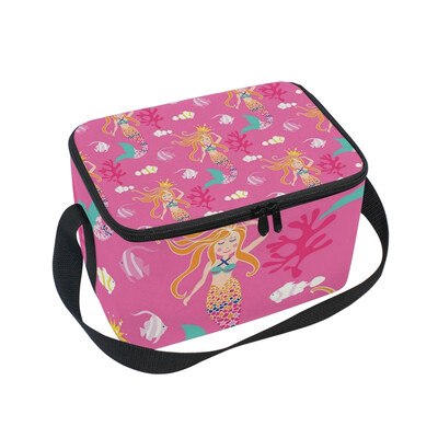 

ALAZA Lunch Box Insulated Seamless Pattern With Mermaid Lunch Bag Large Cooler Tote Bagfor Men Women