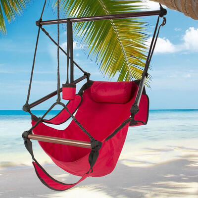 

Hammock Hanging Chair Air Deluxe Outdoor Chair Solid Wood 250lb Red