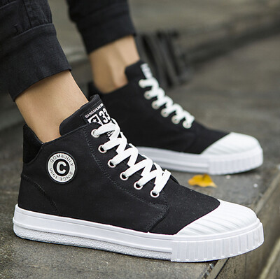 

Summer Korean version of mens shoes canvas autumn teenagers leisure trend high-rise board shoes tidal shoes