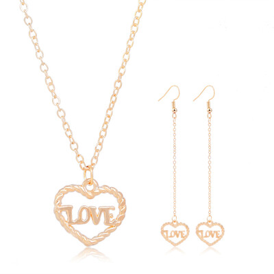 

New Arrival Great Heart Letter Jewelry Sets For Women Popular Style High Quality Wedding Necklace Jewelry Sets For Ladies