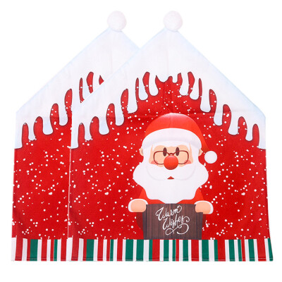 

Tailored 2pc Christmas Decoration Chair Covers Dining Seat Santa Claus Home Party Decor