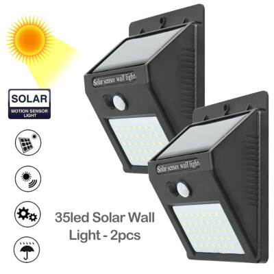 

2Pcs 35 LED Solar Powered Wall Lamp PIR Motion Sensor Waterproof IP65 Light Bulb Garden Light Outdoor Path Security Night Lights