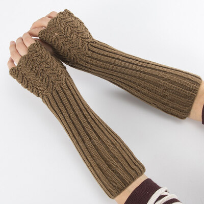 

31 Cm Women Winter Autumn Knitted Long Gloves Winter Arm Warmers Gloves Fingerless Long Mittens Flexible Bare Fingers Arm Sleeve