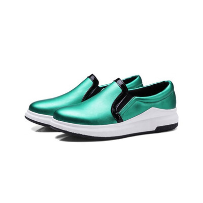 

IDIFU Womens Stylish Elastic Contrast Color Round Toe Low Top Loafers Shoes Flats Platform Sneakers