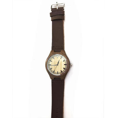 

Fashion Simple And Exaggerated Personality Popular Leather Bamboo And Wood Watch