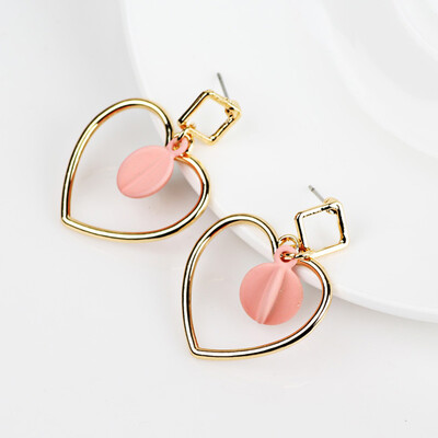 

2019 New Korean Fashion Women Earrings Jewelry Fresh Elegant Personality Geometric Love Heart Shaped Multicolor Earrings Gifts