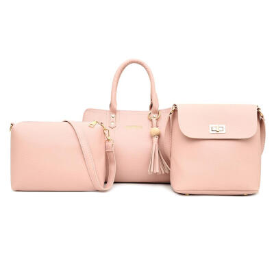 

3pcsset Solid Color Shoulder Handbags PU Leather Totes Women Crossbody Bag