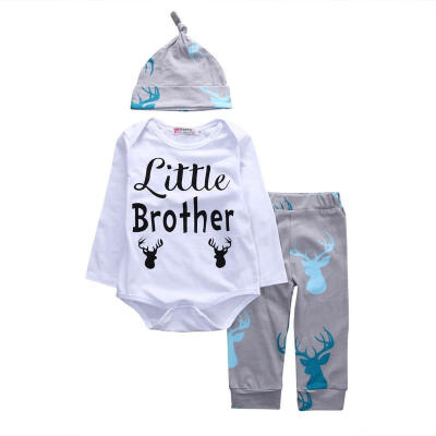 

3Pcs Newborn Baby Boys T shirt Tops Rompers Pants Trouser Hat Outfit Clothes Set