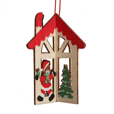 

Gobestart 1PC New Christmas Tree Ornaments Hanging Xmas Tree Party Decor 3D Wooden Pendant