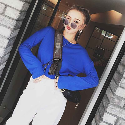 

Womens Backless T-Shirt Ladies Long Sleeve Casual Solid Color Crop Tops Blouse
