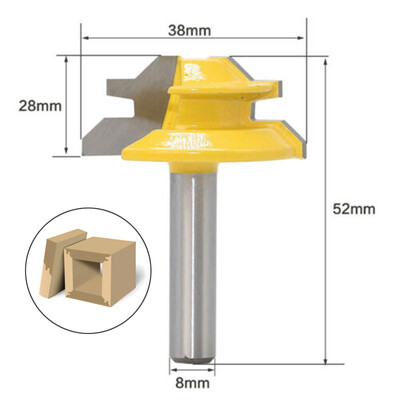 

45 Degree 8mm Shank Lock Miter Router Bit Trimmer Milling Joint Tenon Cutter Use