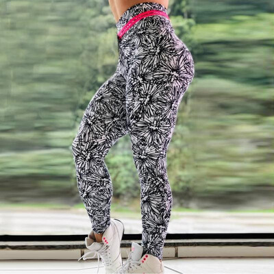 

New ebay Europe&America for digital flower printing hip elastic high waist leggings sweat-absorbent stretch yoga pants Flower