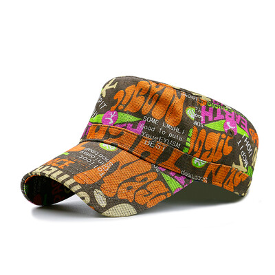 

Flower cloth printing flat cap code can be adjusted 55-59CM