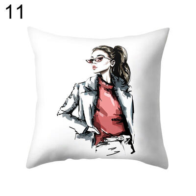 

Fashion Cool Girl Lady Pillow Case Cushion Cover Sofa Bed Car Cafe Office Decor