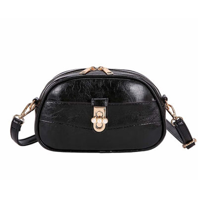 

Fashion Women Imitation Pearl Twist Lock Faux Leather Crossbody Shoulder Bag