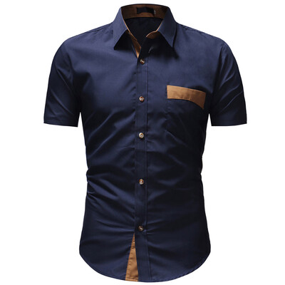 

Tailored Mens Solid Casual Button Down Short Sleeve Shirt Top Blouse