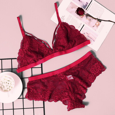 

Gobestart Womens Plus Size Sexy Lace Lingerie Nightwear Bra G-string Underwear Set 1XL