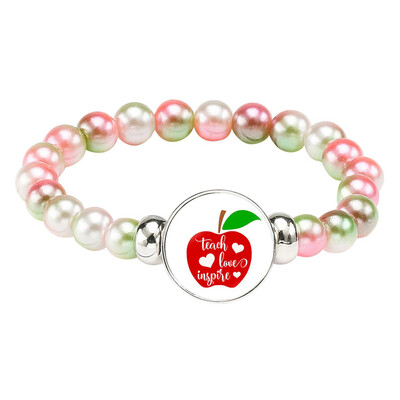 

Teachers Bracelet Teacher Jewelry Gift Teacher Charm Pearl Bracelet
