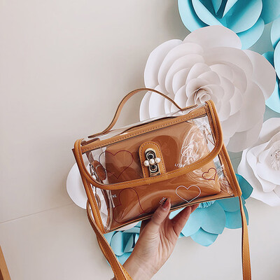 

Tailored Womens Fashion Transparent Small Square Bag Female Jelly Bag Wild Shoulder Bag