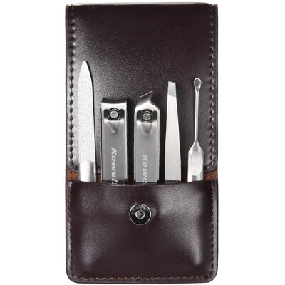 

Korea Kowell Han Kewei stainless steel nail clipper set anti-splash nail scissors personal care repair capacity combination 5 piece set KB502 dark brown