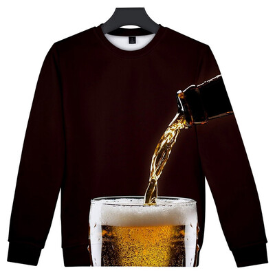 

Toponeto Mens Casual Long Sleeve Beer Festival New Style 3D Printing O Neck Shirt