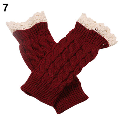 

Women Fingerless Lace Gloves Soft Knitted Warm Long Mitten Wrist Warmer Winter Gift