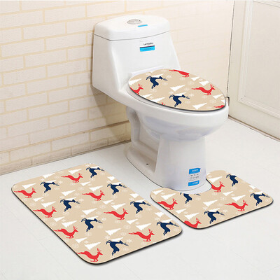 

〖Follure〗3PCS Fancy Santa Toilet Seat Cover&Rug Bathroom Set Christmas Decor