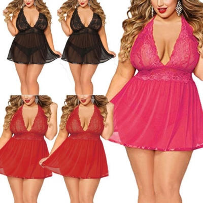 

US Plus Size -4XL Sexy Lingerie Sleepwear Lace Women&39s Dress Underwear Babydoll