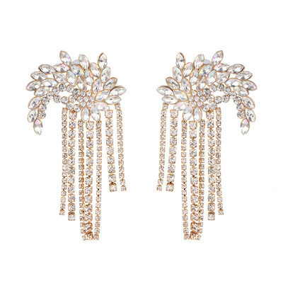 

Bohemia Colorful Crystal Birds Fringed Drop Dangle Earrings ZA Wedding Jewelry Wholesale Women Fish Earrings Accessories 2019