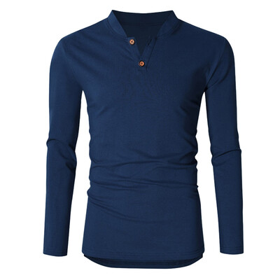 

Toponeto Fashion Men Casual Solid Long Sleeve V- Neck Tops Blouse T-Shirts