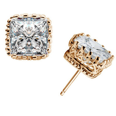 

Women Jewelry Square Zircon Earrings Elegant Ear Studs Fashion Accessories