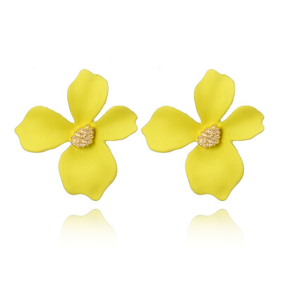 

New Design Sweet Jewelry Spray Paint Stud Earring With Flower Earrings Statement Trendy Brincos for Girls Gift Pendientes EK842