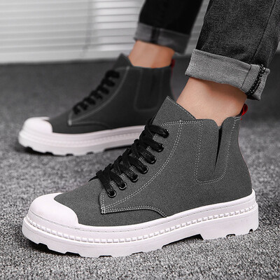 

Mens Shoes Autumn Trendy Shoes New Korean Version Baitie Leisure High-Uppers Mens Black Shoes Student Martin Shoes Men
