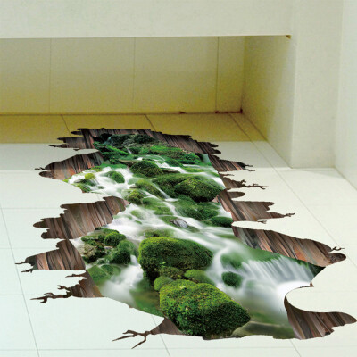 

〖Follure〗3D Stream Floor Wall Sticker Removable Mural Decals Vinyl Art Living Room Decor