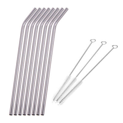 

8Pcs Stainless Steel Metal Drinking Straw Straws with 3 Cleaner Brush Kit