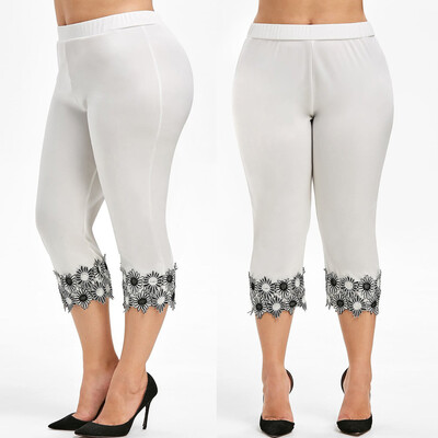 

Gobestart Fashion Women Casual Elastic Waist Plus Size High Waisted Applique Leggings Pant