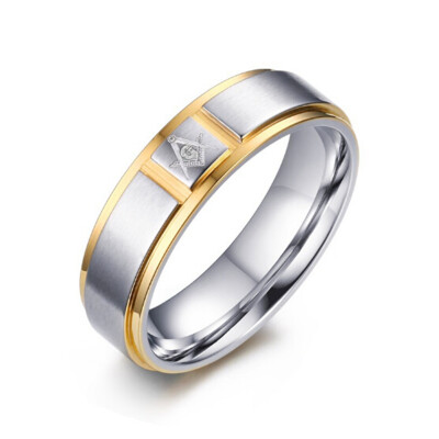 

6MM Stainless Steel Masonic Ring Freemason Masonic Band Ring for Men